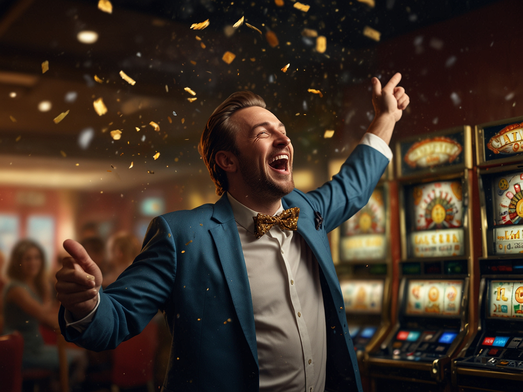 Player celebrating a big win on slots